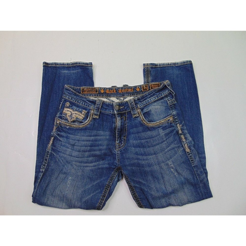 Rock Revival 34 x 30  Moscow Straight Blue Jeans - Picture 3 of 10